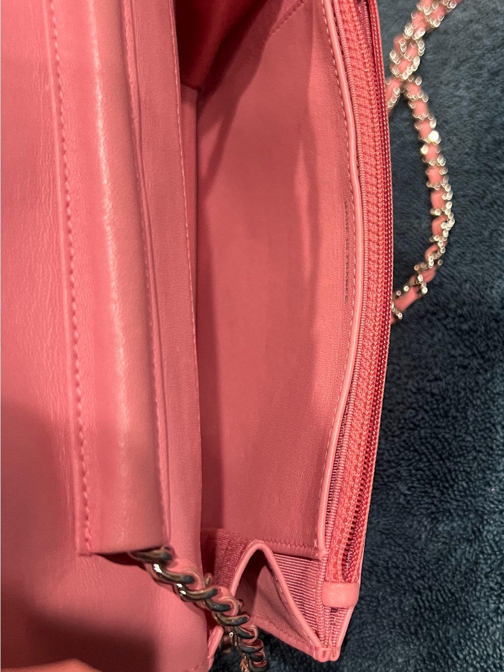 CHANEL Pink Quilted Leather Wallet-On-Chain with Chain Strap - Picture 10 of 11